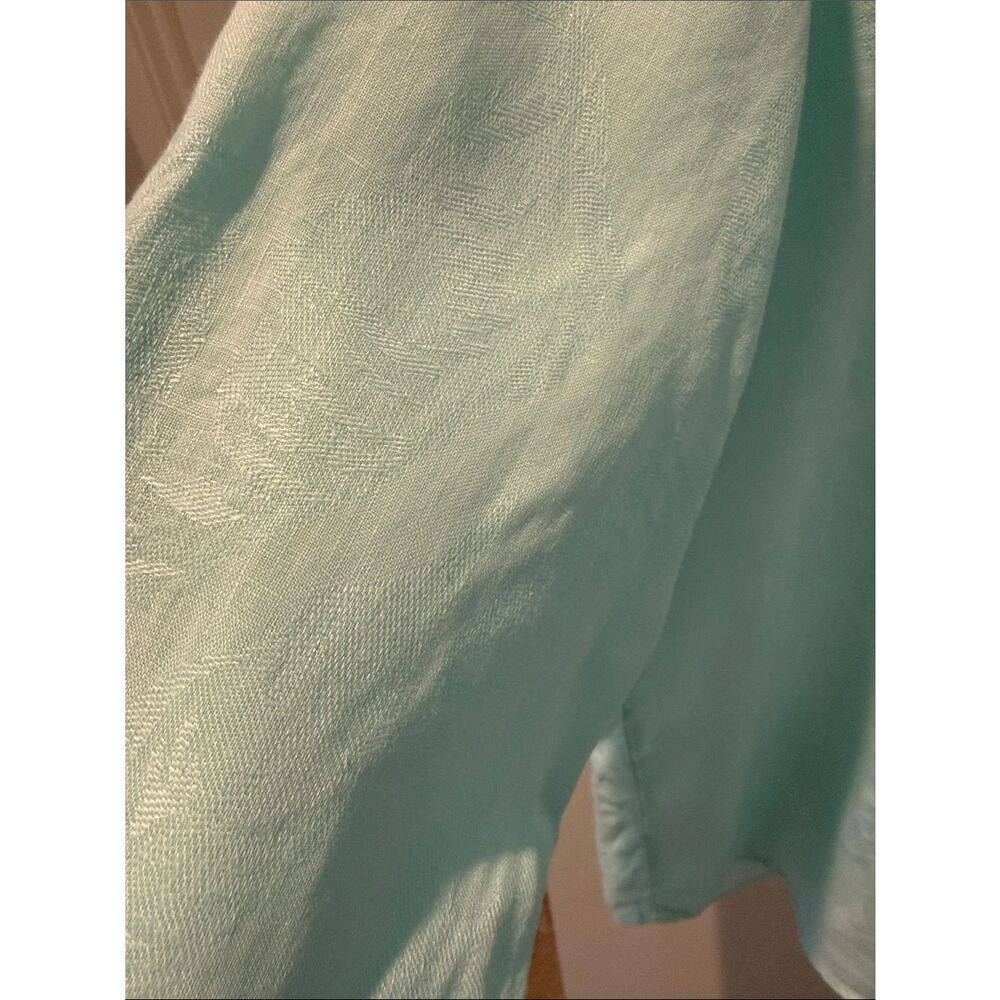 Tommy Bahama Seafoam Green Textured Linen Button-Front Shirt coastal cover up M - Picture 5 of 10
